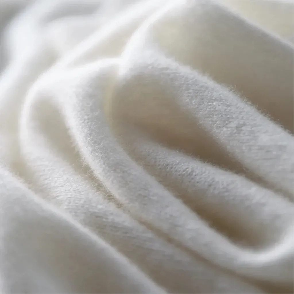 Close-up of white fabric with soft texture