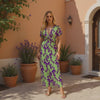 Elegant Puff Sleeve Floral Midi Dress