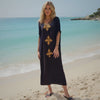Gold Embroidered White Kaftan Dress